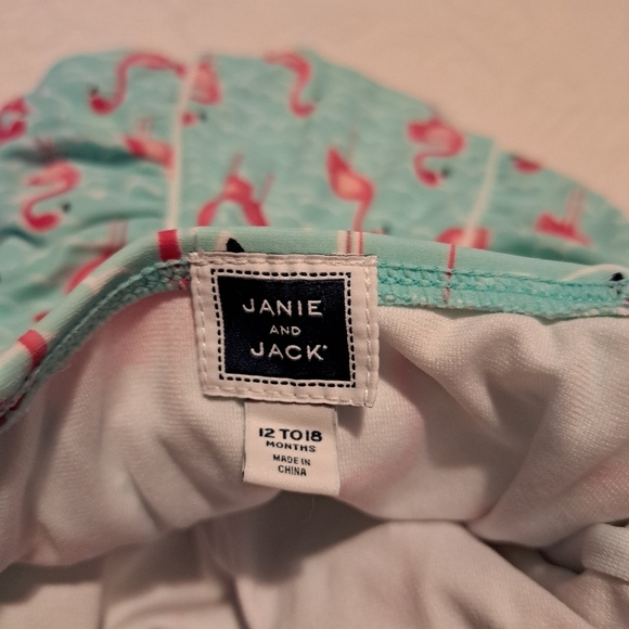 Janie and Jack girls size 12-18 1 piece flamingo ruched swim suit - Picture 5 of 7